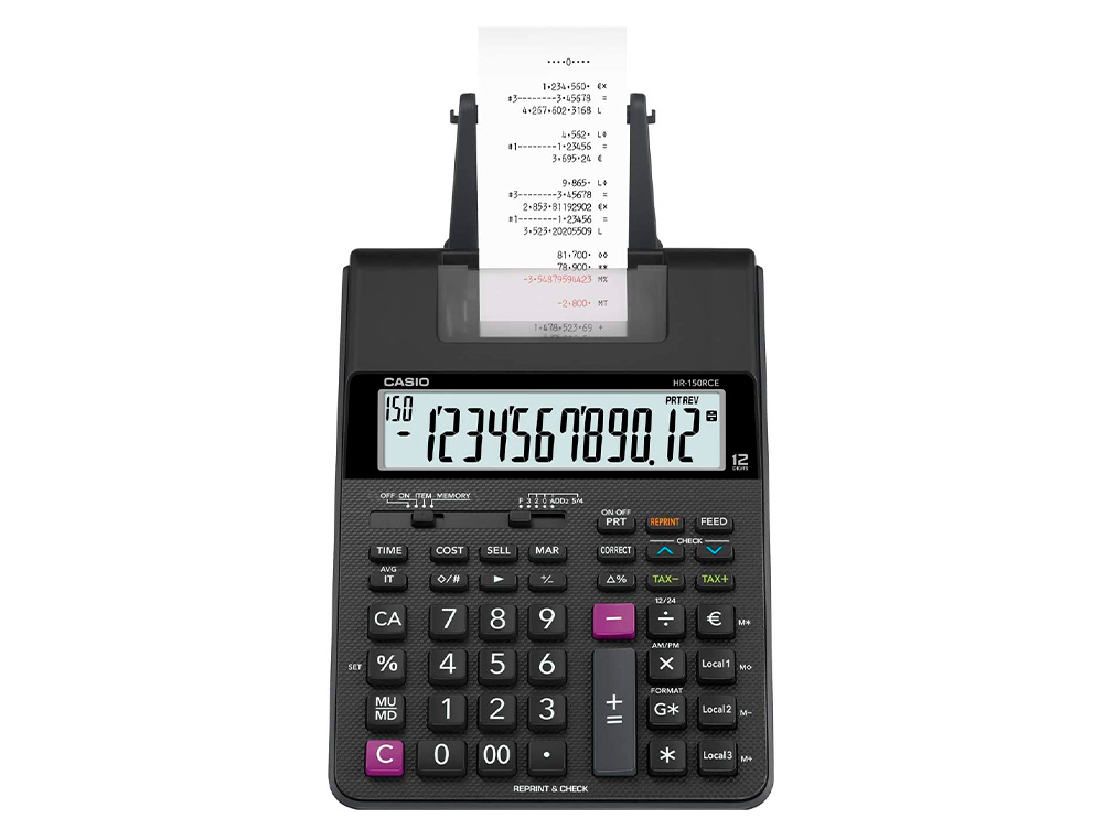 CASIO - Calculadora Impresora 12 Digitos HR-150RCE (Ref.HR-150RCE-WA-EC)