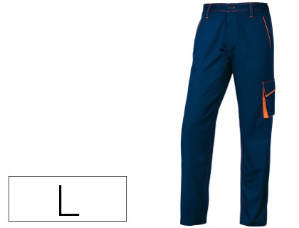 DELTAPLUS - PANTALON DE TRABAJO CINTURA AJUSTABLE 5 BOLSILLOS COLOR AZUL NARANJA TALLA L (Ref.M6PANBM-GT)