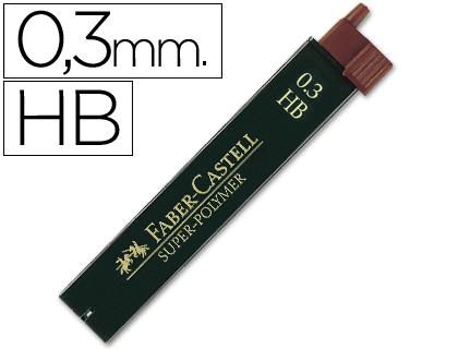 FABER CASTELL - Mina Super Polymer 12 ud Trazo 0.3 mm HB (Ref.120300)