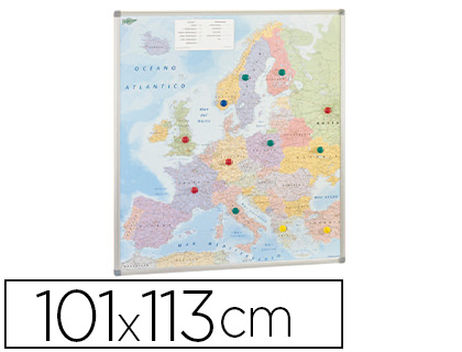 FAIBO - Mapa de Europa 119x93 magnético Plastificado Marco Alumnio (Ref.163)