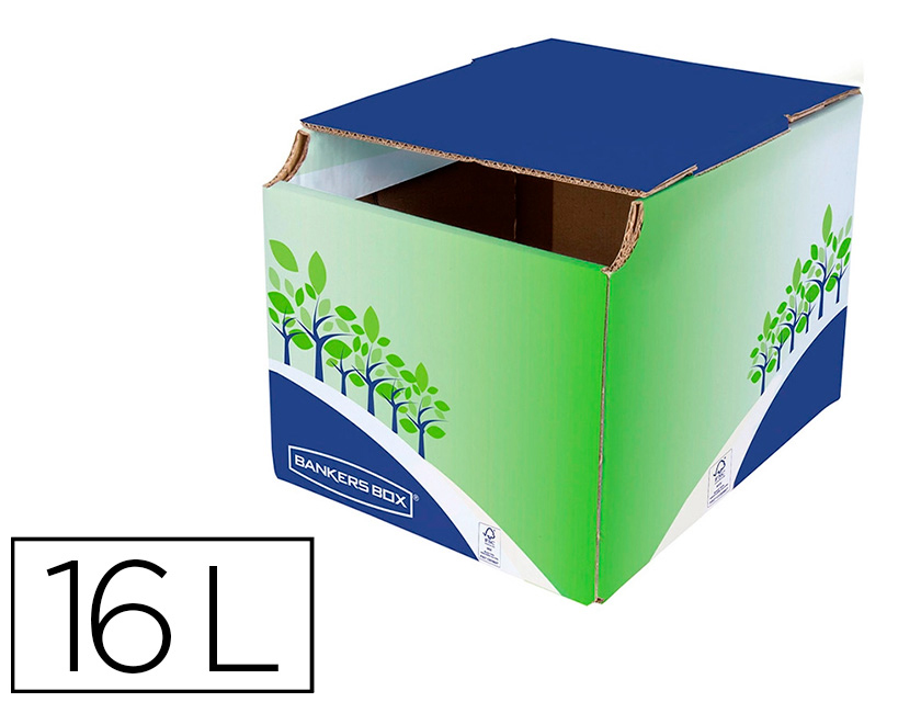 FELLOWES - Contenedor papelera reciclaje sobremesa carton 100% reciclado montaje manual entrada frontal y tapa (Ref. 8049301)