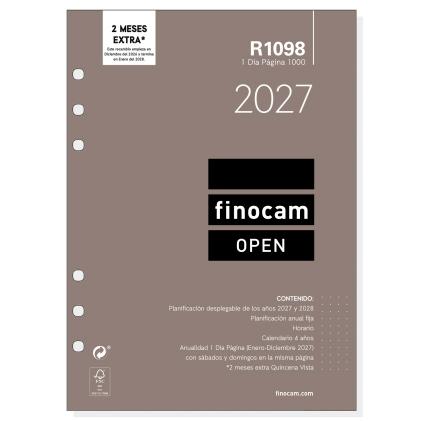 FINOCAM - RECAMBIO AGENDA ANUAL OPEN 1000 - Día Página - 155x215mm - R1098 (Ref.711680027)