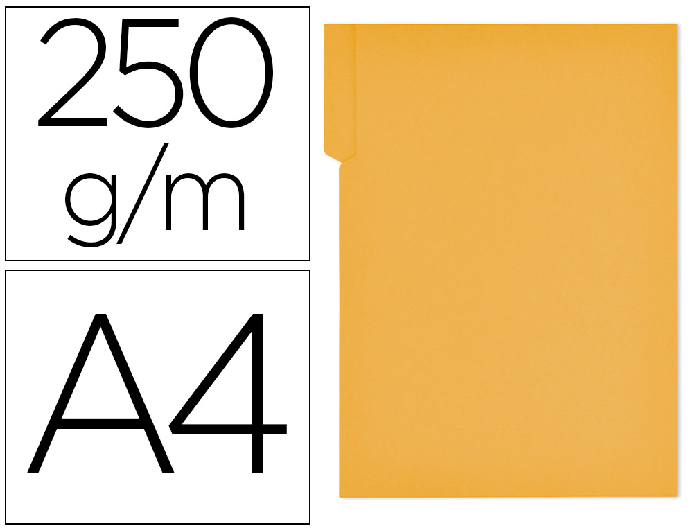 GIO - SUBCARPETA CARTULINA DIN A4 PESTAÑA DERECHA 250 G/M2 AMARILLO (Ref.400040699)