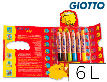 GIOTTO - Lapices de Colores Be-Be Estuche 6 ud Colores Surtidos 7 mm (Ref.466400)