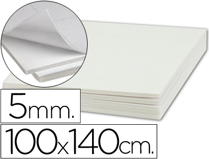 LIDERPAPEL - Cartón PLUMA ADHESIVO 1 CARA 100X140 CM ESPESOR 5 MM (Ref.LU10)