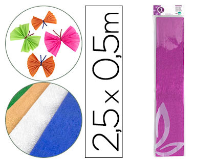 LIDERPAPEL - PAPEL CRESPON 50 CM X 2.5M METALIZADO ROSA (Ref.CP26)