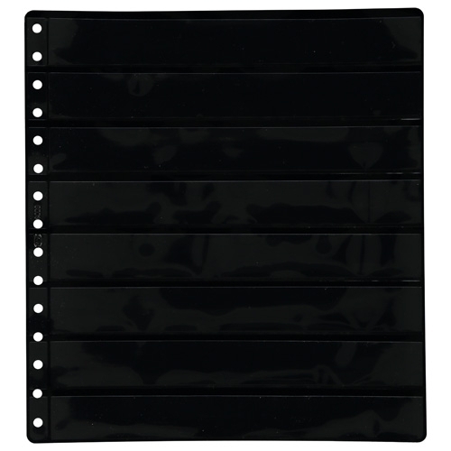 PARDO - FUNDA CLASIFICADORA DE SELLOS 8 BANDAS DOBLE CARA FONDO NEGRO 15 ANILLAS 270 X 297 MM PACK DE 10 UNIDADES (Ref.100800)