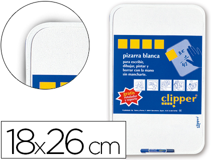 PIZARRA BLANCA CLIPPER PEQUEÑA 18X26 CM -CON ROTULADOR (Ref.PP0213)