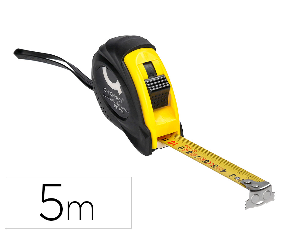 Q-CONNECT - FLEXOMETRO DE 5 MT CON FRENO MATERIAL ANTICHOQUE 19 MM DE ANCHO (Ref.KF04264)
