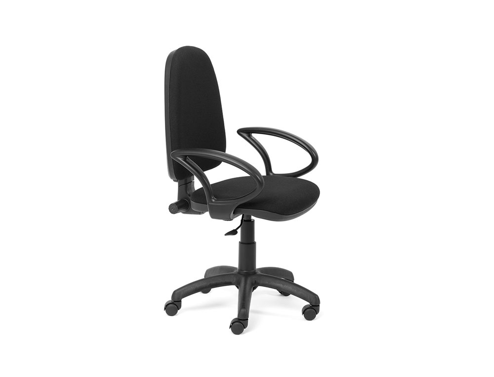 ROCADA - SILLA DE OFICINA CON BRAZOS Y RESPALDO AJUSTABLE ALTURA TAPIZADA EN TELA NEGRA (Ref.RD-930/4+956)