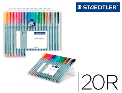 STAEDTLER - ROTULADOR TRIPLUS FINELINER ESTUCHE 20 COLORES SURTIDOS (Ref.334 SB20)