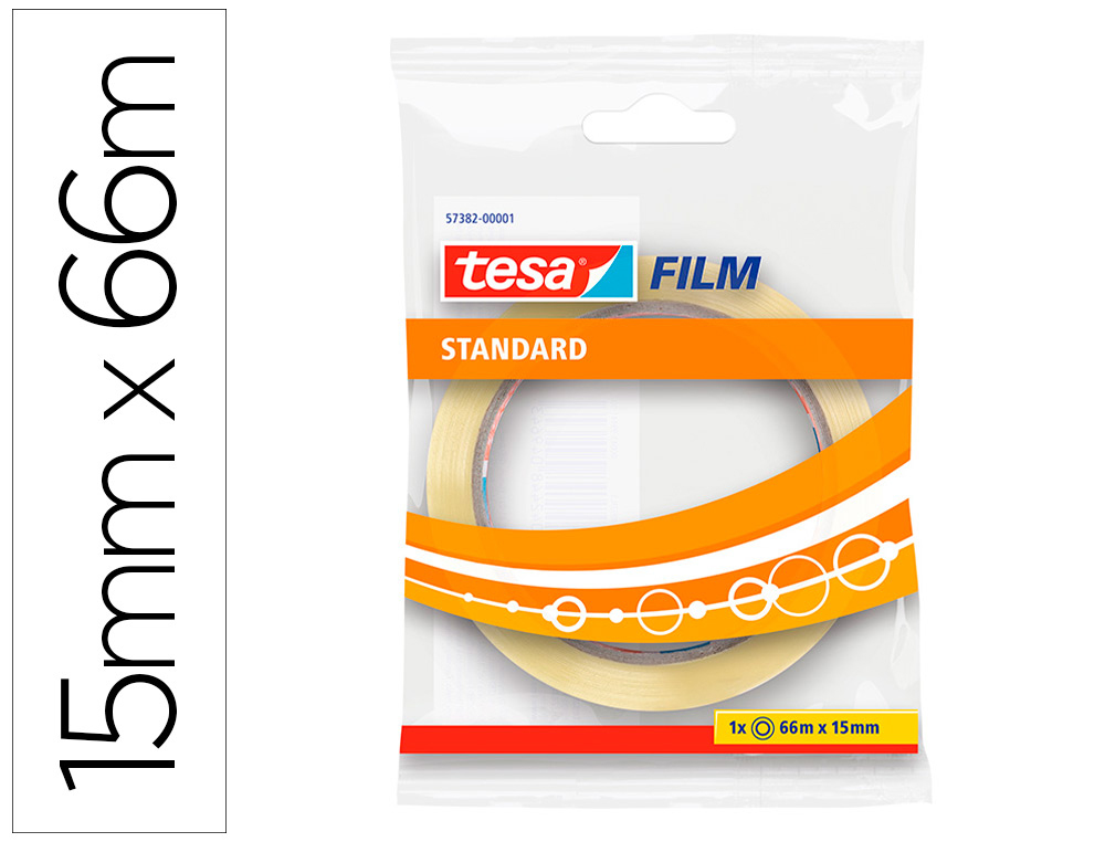TESA - Cinta Adhesiva 15mmx66m Facilidad de corte Transparente (Ref.57382-00001-00)