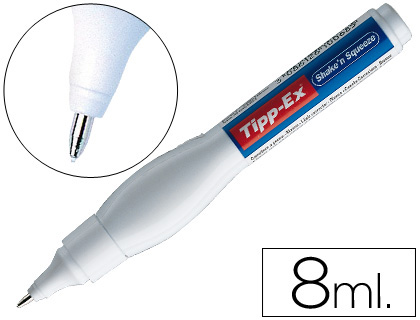TIPP-EX - Lapiz corrector Shake'n Squeeze Punta fina metálica 8 ml Cuerpo flexible (Ref.8024232)