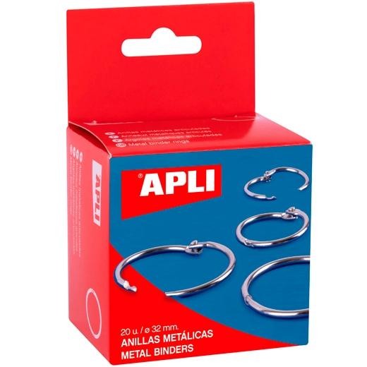 APLI - Anillas metalicas Caja 20 Ud 32mm Plata (Ref.453)