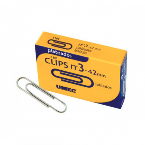 UMEC - Clips labiados N.3 Caja 100 Ud 42 mm Niquelado (Ref.U200800)