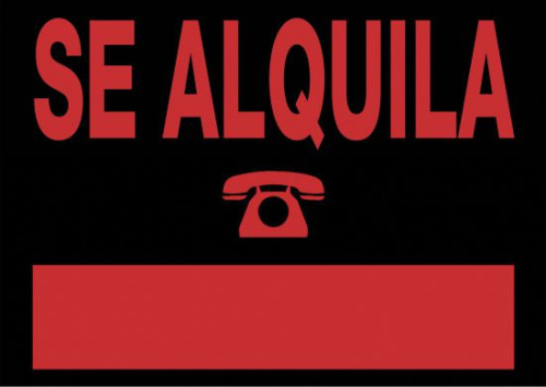 UNIPAPEL - Cartel anunciador Se alquila 700x500 mm Naranja fosforescente y negro PVC (Ref.6161NE)