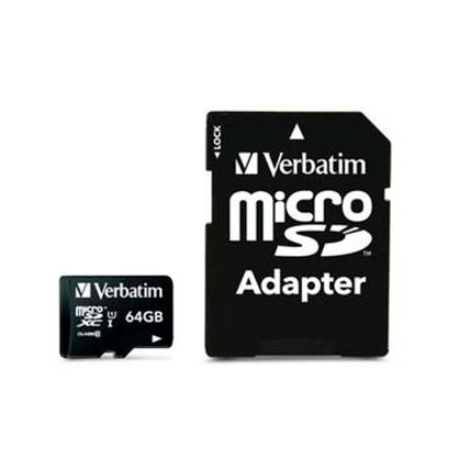 VERBATIM - Tarjeta de memoria Micro SDXC de 64GB con adaptador SD Clase 10 (CANON L.P.I. 0,24€ Incluido) (Ref.44084)