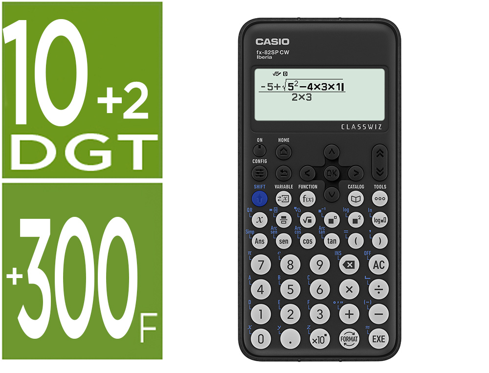 CASIO - Calculadora Científica 300 Funciones - 10+2 Dígitos - 9 Memorias (Ref.FX-82SP CW)