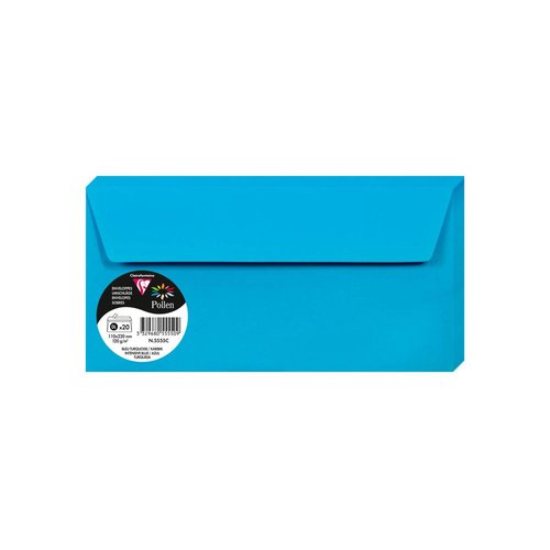 CLAIREFONTAINE - Sobres Paquete 20 ud 110X220 Azul turquesa 120 G (Ref.075215)