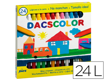 DACS - Estuche Ceras Colores surtidos 24 ud No manchan (Ref.DC050295)