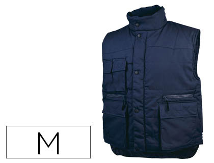 DELTAPLUS - CHALECO MULTIBOLSILLOS CON CREMALLERA CINTURA ELASTICA PROTEGE RIÑONES COLOR AZUL TALLA M (Ref.SIERRBM-TM)