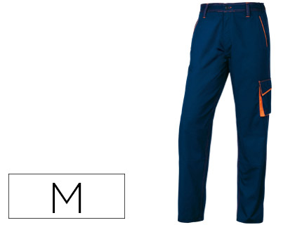 DELTAPLUS - PANTALON DE TRABAJO CINTURA AJUSTABLE 5 BOLSILLOS COLOR AZUL NARANJA TALLA M (Ref.M6PANBM-TM)