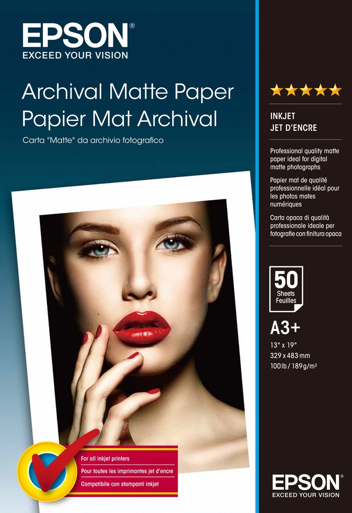 EPSON - Paq. 50 HJ PAPEL A3+ MATE (Ref.C13S041340)