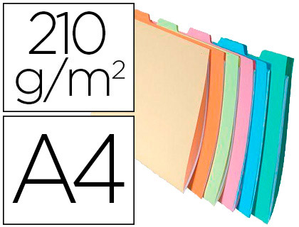 EXACOMPTA - SUBCARPETA CARTULINA DIN A4 APAISADA PESTAÑA LATERAL JUEGO 6 UNIDADES COLORES SURTIDOS 240 (Ref.337000E)