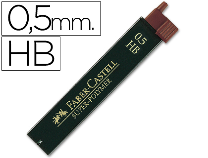 FABER CASTELL - Mina Super Polymer 12 ud Trazo 0.5 mm HB (Ref.120500)