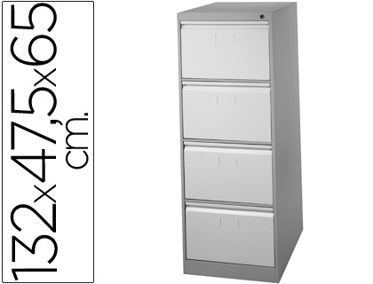 FICHERO CAJONES DE SUELO METAL 4 CAJONES-BICOLOR 132 CM ALTO 65CM PROF 47,5ANCHO COLOR GRISN.1375 GUIAS TELESC ANTIVUELC (Ref.F-1304A-GR)
