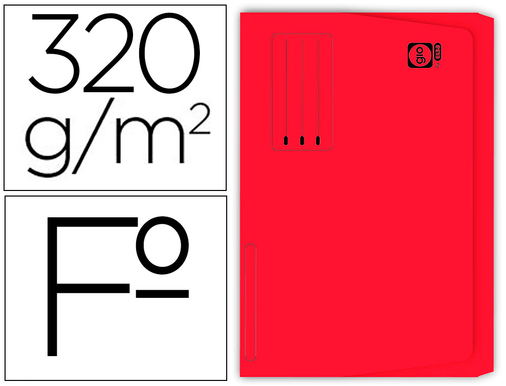 GIO - Subcarpeta Pocket Folio Cartulina Con bolsa fuelle Rojo 250 G (Ref.400018769)