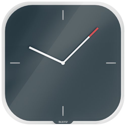 LEITZ - Reloj cosy de pared silencioso cristal 30x30 cm gris (Ref. 90170089)