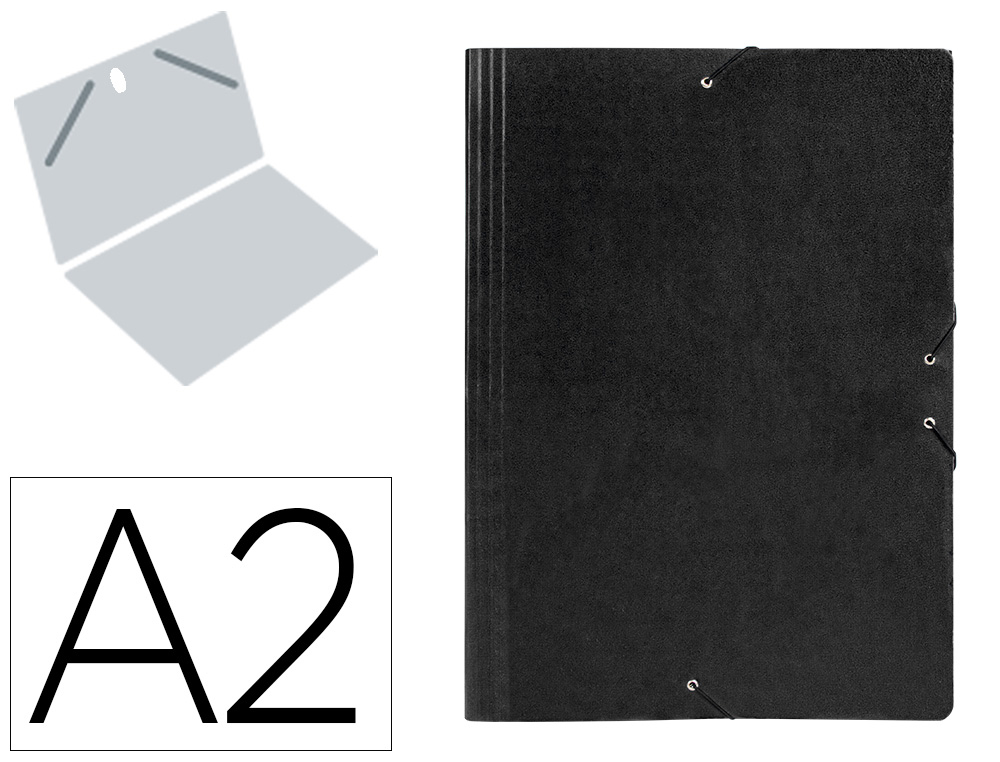 LIDERPAPEL - CARPETA PLANOS A2 Cartón GOFRADO N 12 NEGRO (Ref.CG26)