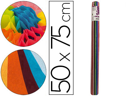 LIDERPAPEL - PAPEL SEDA 12 COLORES SURTIDOS 17G/M2 ROLLO DE 24 HOJAS 50X75CM (Ref.SE32)