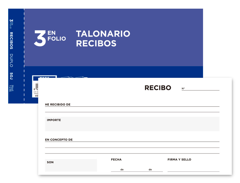 LIDERPAPEL - TALONARIO RECIBOS 3/Fº ORIGINAL Y COPIA SIN MATRIZ (Ref.T236)