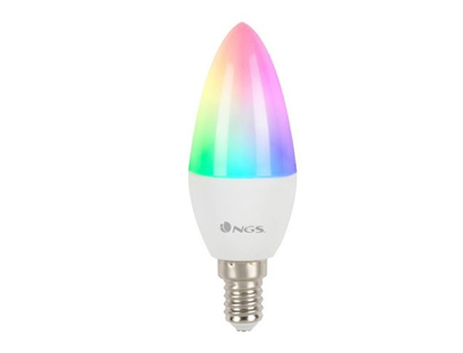 NGS - Bombilla smart wifi led bulb gleam 514c halogena colores 5w 500 lumenes e14 regulable en intesidad (Ref. GLEAM514C)