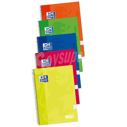 OXFORD - BLOCK SCHOOL tapa EXTRA Fº 80h CUADRIC.4x4 90g SURTIDO (col. vivos) (Ref.400122760)
