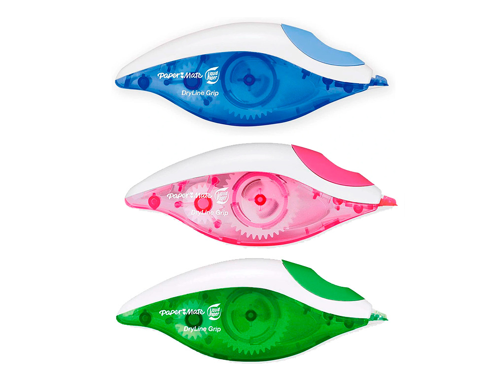 PAPER MATE - Cinta correctora Dryline grip 5mmX8,5m Diseño ergonomico Antiatascos 1862884 (Ref.S0846020)