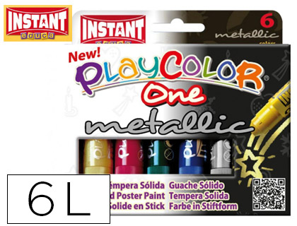 PLAYCOLOR - Tempera Solida One Metallic 10 gr Colores surtidos 6 ud (Ref.10321)