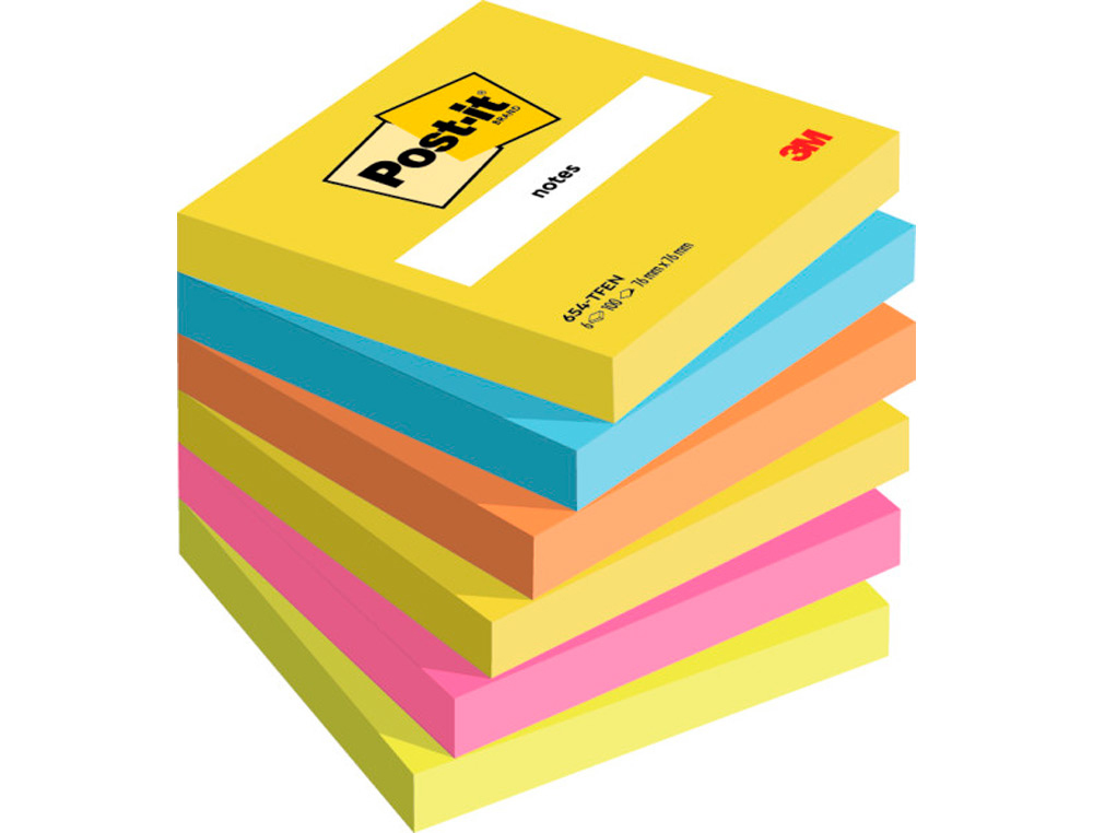 POST-IT - Notas adhesivas Gama Energia Pack 6 blocs 100h Colores surtidos 76x76mm (Ref.FT510283540)