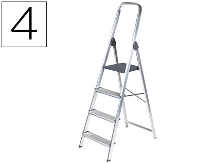 Q-CONNECT - ESCALERA DE ALUMINIO 4 PELDAÑOS 860X462X1470 MM PESO MAXIMO 150 KG EN-131 (Ref.KF00315)