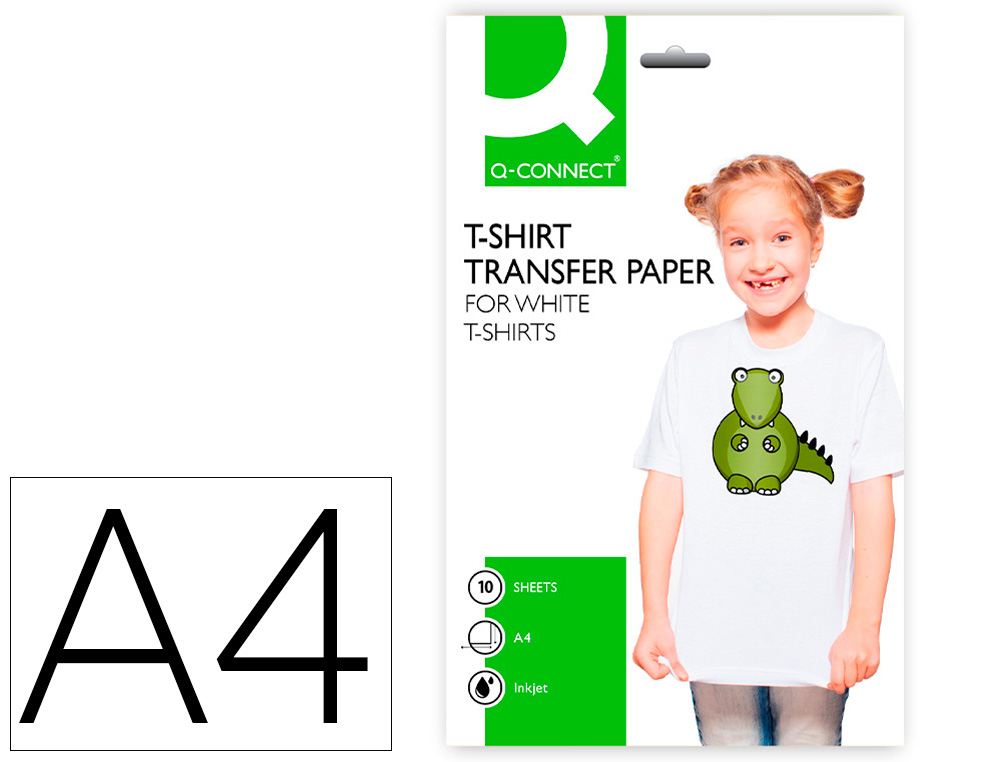 Q-CONNECT - PAPEL TRANSFERENCIA PARA TELA DIN A4 -BOLSA DE 10 HOJAS (Ref.KF01430)