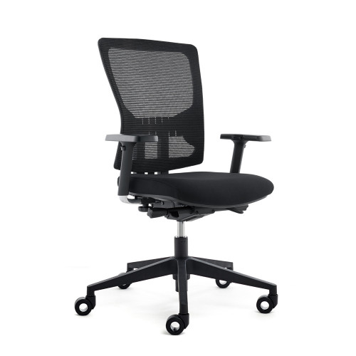 ROCADA - Silla OFICINA 937 ASIENTO TAPIZADO COLOR NEGRO Y RESPALDO DE MALLA REGULACION LUMBAR (Ref.RD-937-4)