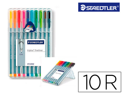 STAEDTLER - ROTULADOR TRIPLUS FINELINER ESTUCHE 10 COLORES SURTIDOS (Ref.334 SB10)