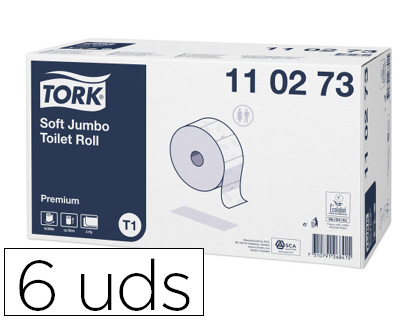 TORK - Papel higienico Caja 6 rollos 1800 servicios 2 capas Para T1 PLUS (Ref.110273)
