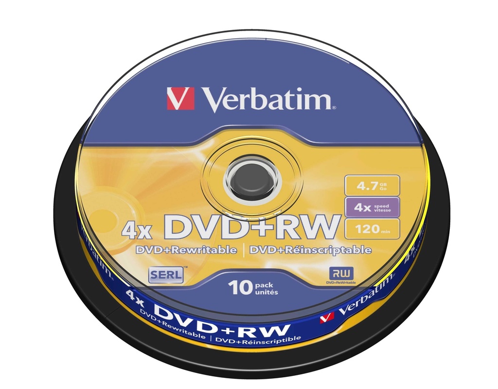 VERBATIM - Dvd+Rw Advanced Serl Bobina 10 ud 4X 4.7GB (CANON L.P.I. 2,8€ Incluido) (Ref.43488)