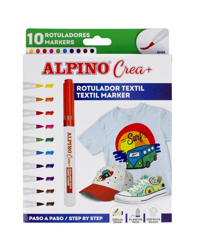 ALPINO - Estuche rotuladores Colores Surtidos 10 ud Textil (Ref.AR000132)