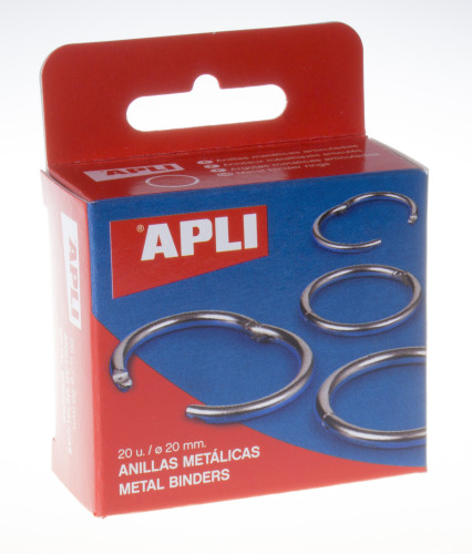 APLI - Anillas metálicas 20mm - Plata - Caja 20ud (Ref.451)