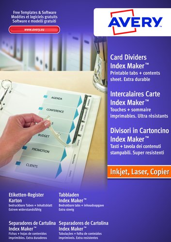 AVERY - Separadores Index maker 12 posiciones A4 Multitaladro Imprimibles 0 (Ref.1640061)