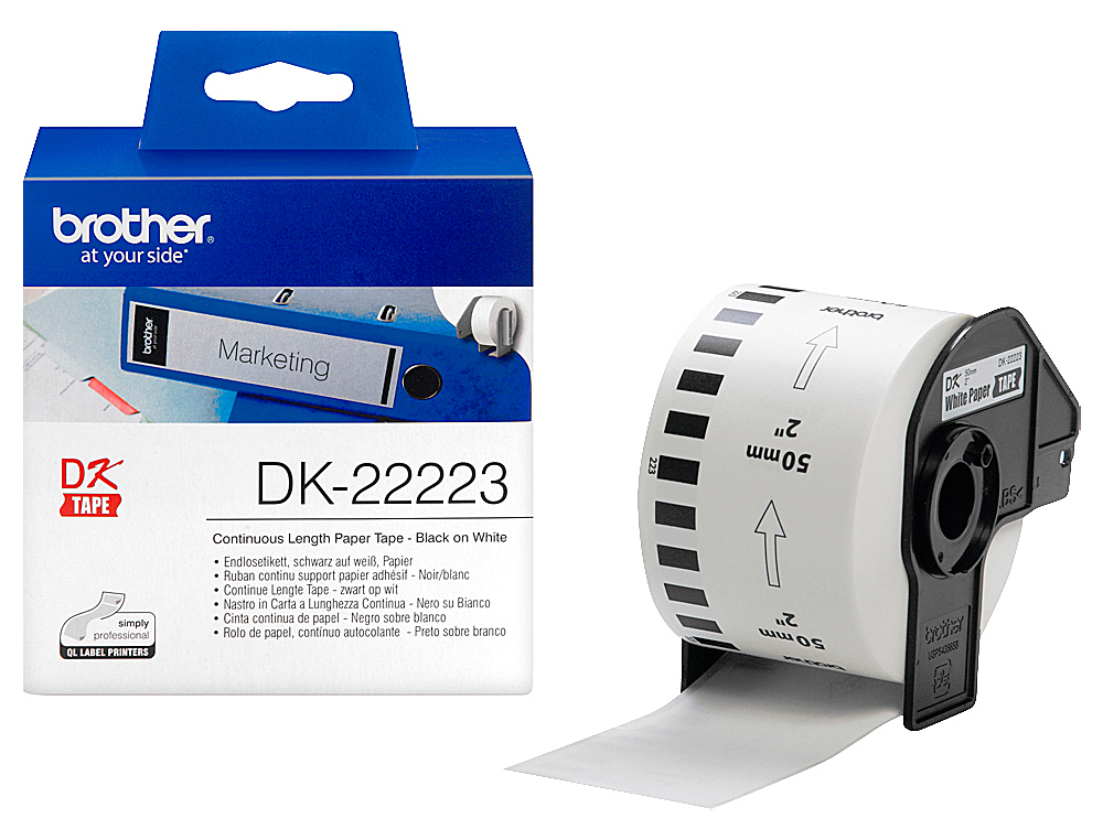 BROTHER - Cinta continua 50mm 30,48 m Blanca (Ref.DK22223)